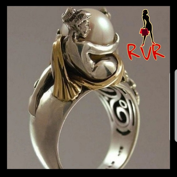 Vintage Jewelry - VINTAGE LADIES EMBRACE STERLING SILVER PEARL RING